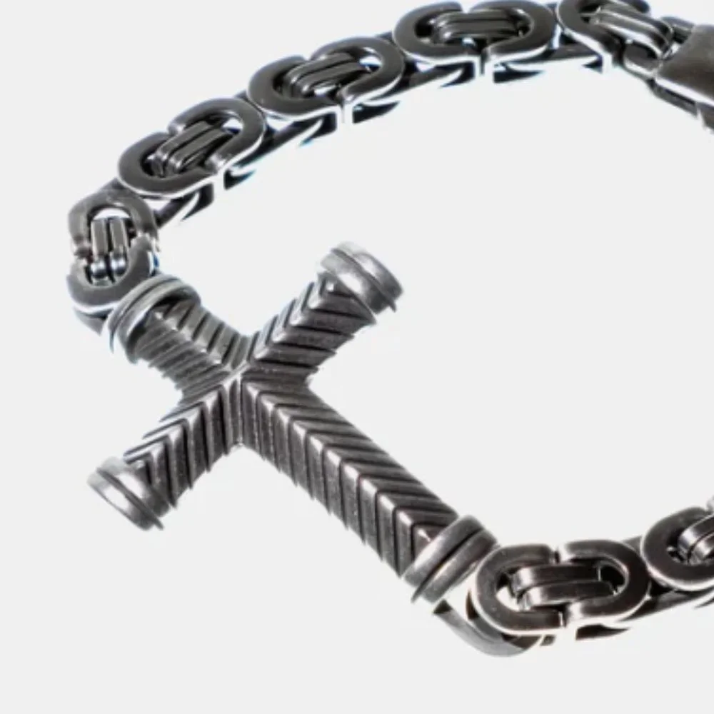 DELL ARTE BY JEAN CLAUDE Stainless Steel Cross Bracelet